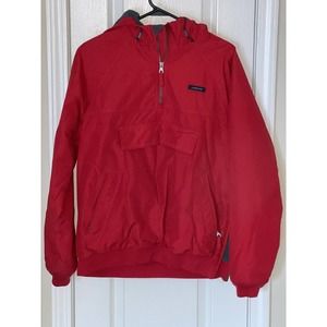 Land’s End The Squall Red Hooded Jacket Coat Fleece Lined 1/4 Zip Small 34-36